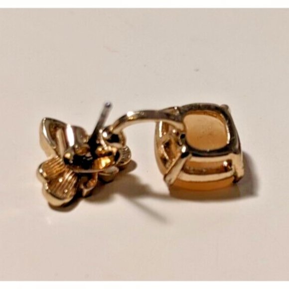 Bumble bee pink and gold dangly earrings, Jacket Drop Dangle Earrings - Picture 4 of 4